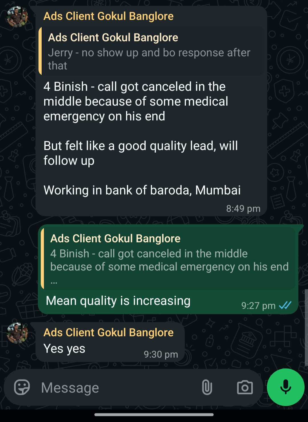 Gokul WhatsApp Testimonial Proof